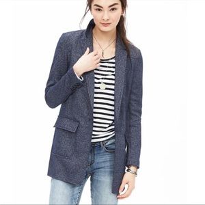 Banana Republic Navy Double Knit Boyfriend Wool Blend Blazer in Women's Size 8